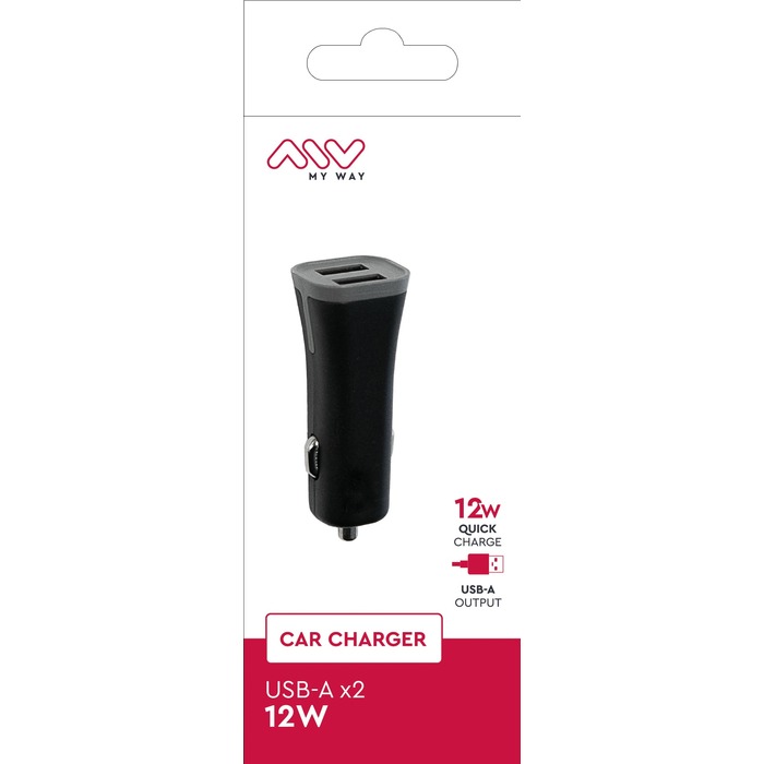 CHARGEUR VOITURE 2.4A 2 USB-A NOIR