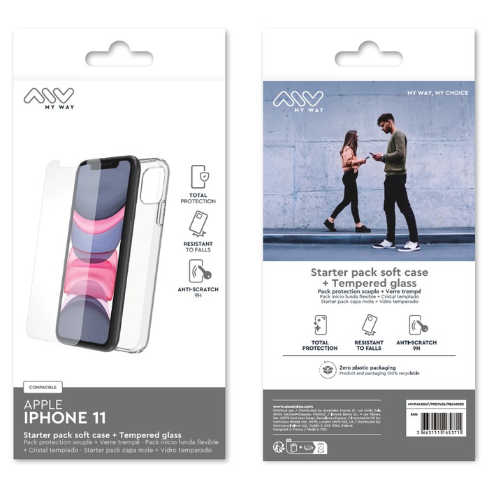 STARTER PACK COQUE SOUPLE + VERRE TREMPE IPHONE 11