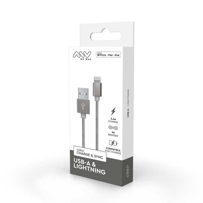 CABLE USB-A LIGHTNING 1M GRIS