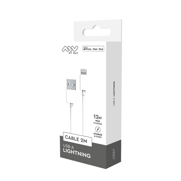 CABLE USB-A LIGHTNING 2M BLANC