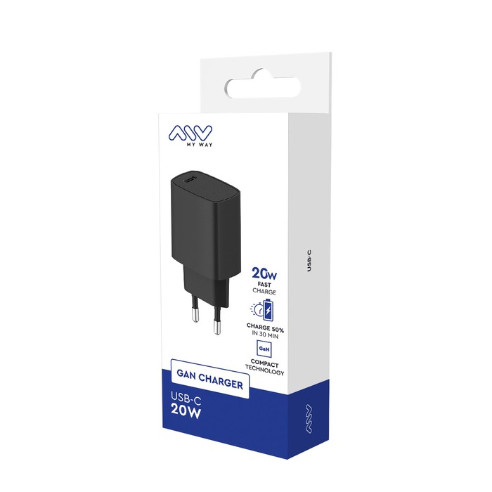 CARGADOR DE RED PD 20W USB-C NEGRO