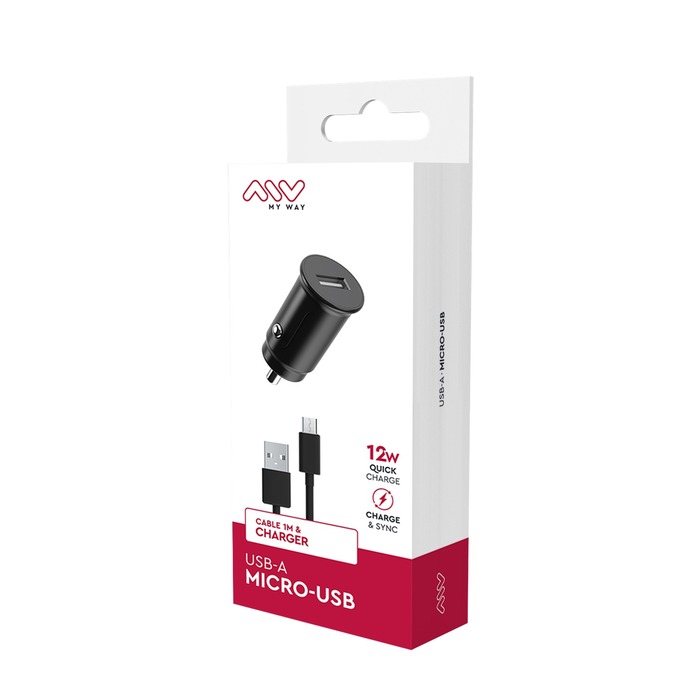 PACK CHARGEUR VOITURE 12W + USB-A MICRO-USB NOIR