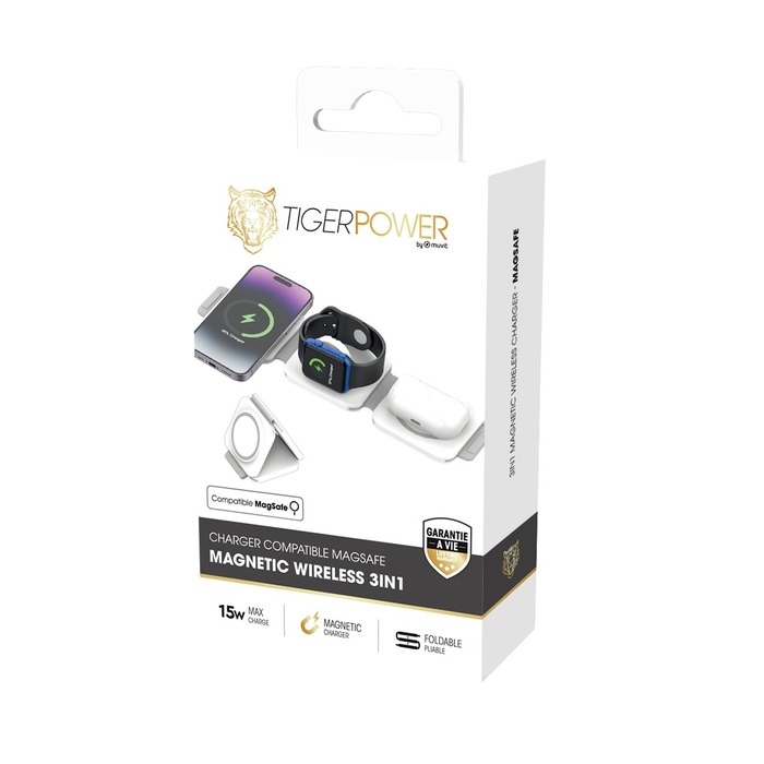 TIGER POWER CARGADOR INALÁMBRICO MAGSAFE 3 EN 1