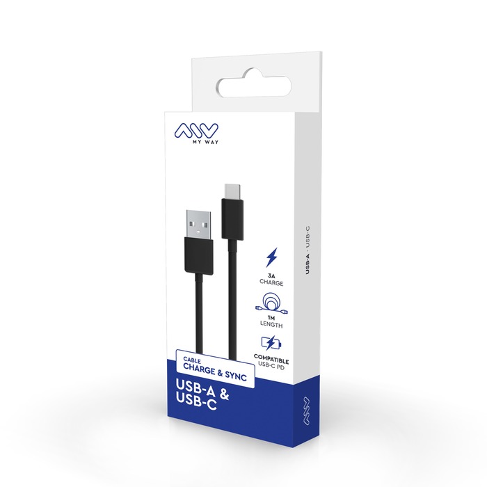 CAVO USB-A USB-C 1M NERO