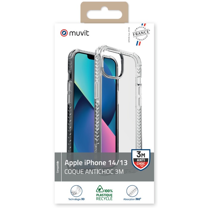 COQUE TRANSPARENTE RENFORCEE 3M IPHONE 14/13