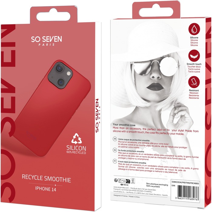 COQUE SMOOTHIE RECYCLEE ROUGE IPHONE 14