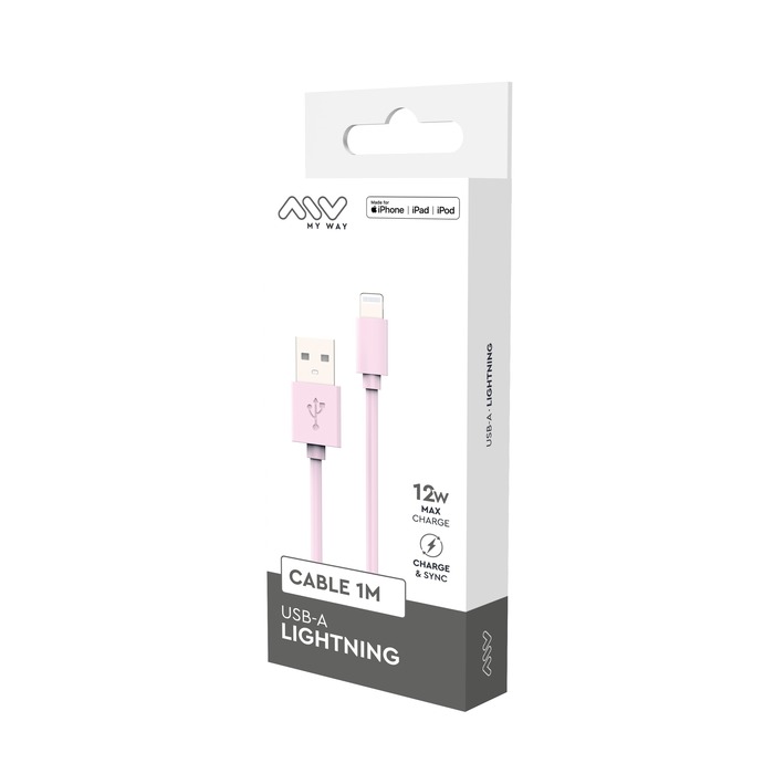 CABLE USB-A LIGHTNING 1M ROSA