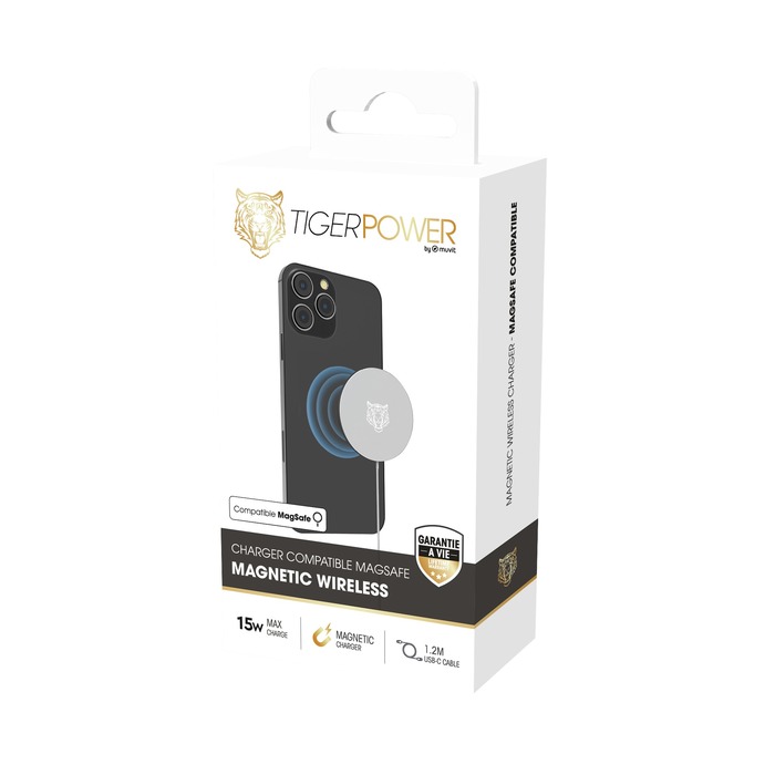 CARICATORE MAGNETICO WIRELESS TIGER POWER MAGSAFE