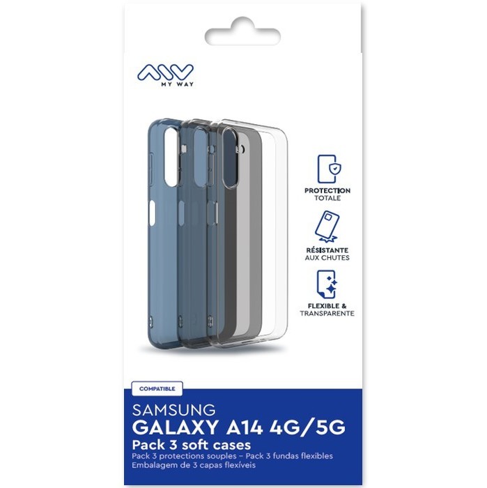 PACK OF 3 SOFT TRANSPARENT COVERS SAMSUNG GALAXY A14 4G/5G
