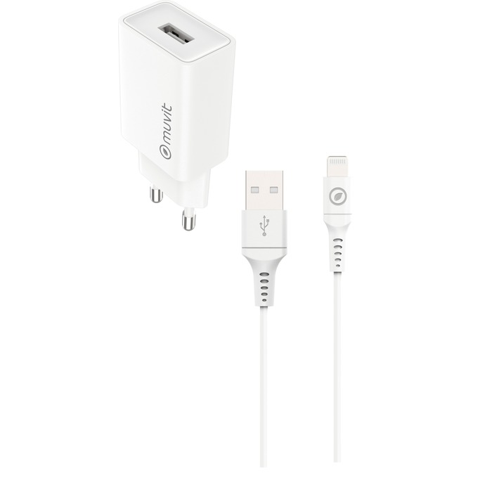 PACK CARGADOR 12W + CABLE LIGHTNING BLANCO