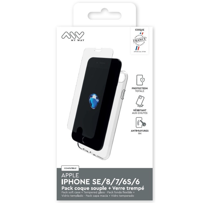 PACK IPHONE SE/8/7/6S/6 SOFT SHELL + CRISTAL TEMPLADO