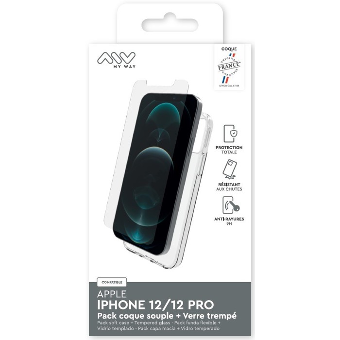 PACK IPHONE 12/12 PRO SOFT SHELL + CRISTAL TEMPLADO