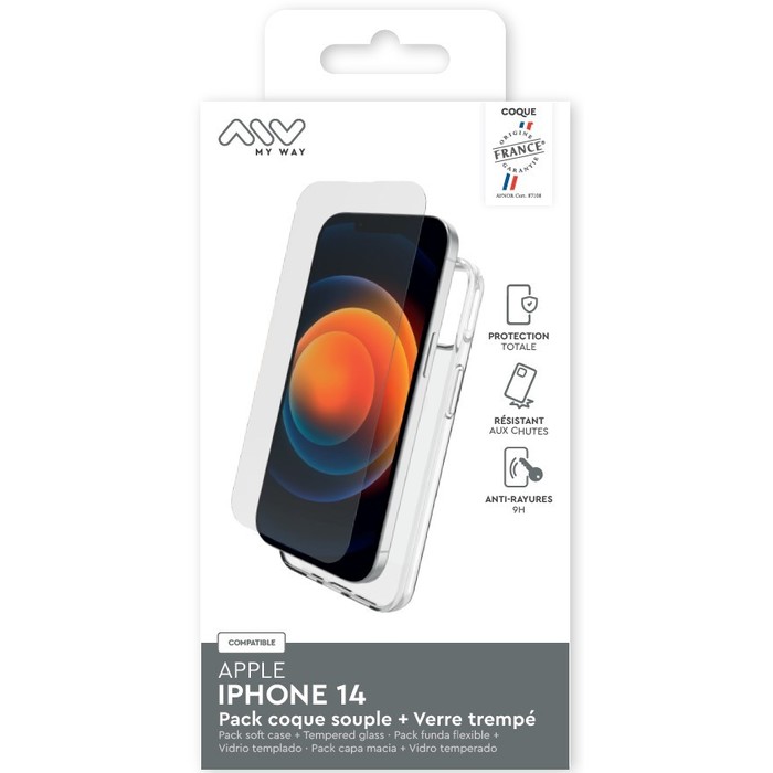 PACK IPHONE 14 SOFT SHELL + CRISTAL TEMPLADO