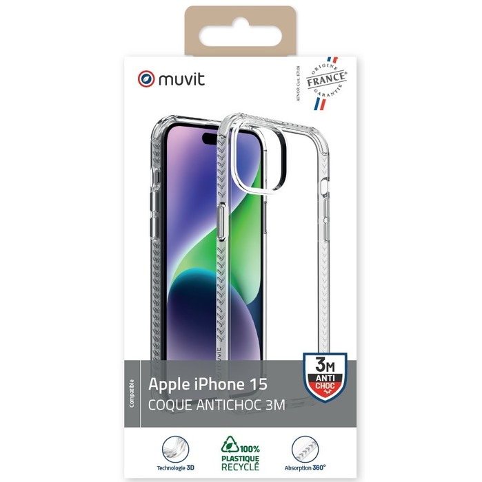 IPHONE 15 TRANSPARENT REINFORCED SHELL 3M