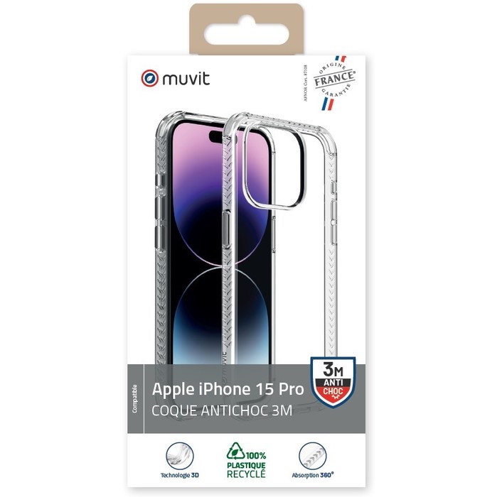 IPHONE 15 PRO TRANSPARENT REINFORCED SHELL 3M