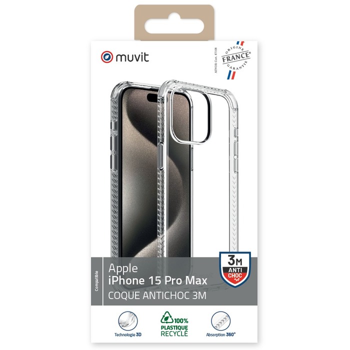 IPHONE 15 PRO MAX TRANSPARENT REINFORCED SHELL 3M