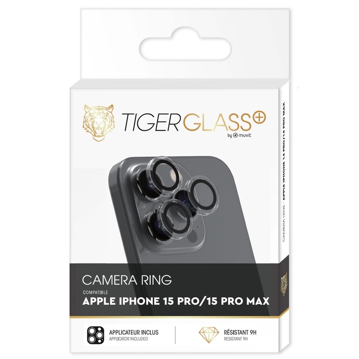 TIGER GLASS PLUS CAMERA RING TRANSPARENT IPHONE 15 PRO/15 PRO MAX