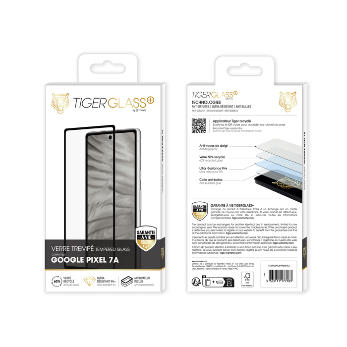 TIGER GLASS PLUS VERRE TREMPE RECYCLE GOOGLE PIXEL 7A