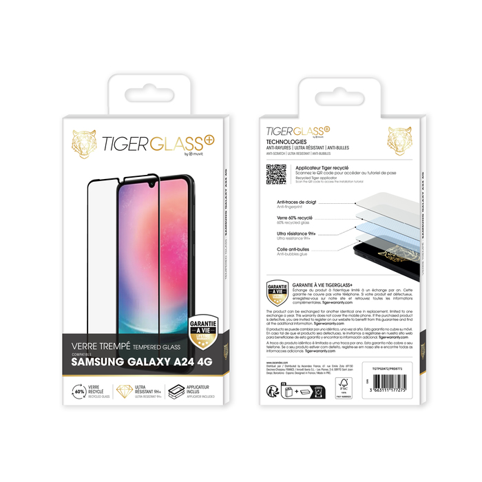 TIGER GLASS PLUS VERRE TREMPE RECYCLE SAMSUNG GALAXY A24 4G