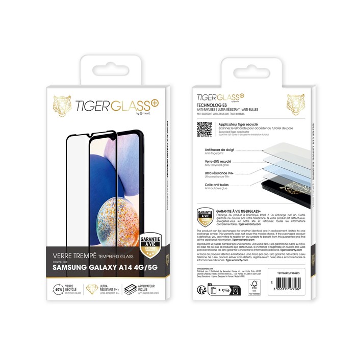 TIGER GLASS PLUS VERRE TREMPE RECYCLE SAMSUNG GALAXY A14 4G/5G