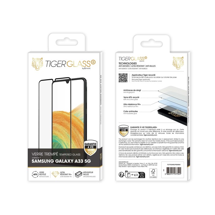 TIGER GLASS PLUS VERRE TREMPE RECYCLE SAMSUNG GALAXY A33 5G