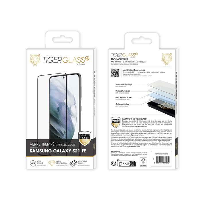 TIGER GLASS PLUS VERRE TREMPE RECYCLE SAMSUNG GALAXY S21 FE
