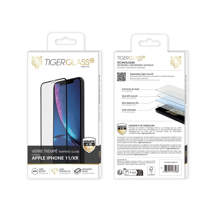 VETRO DI TIGRE PIÙ VETRO TEMPERATO RICICLATO IPHONE 11/XR