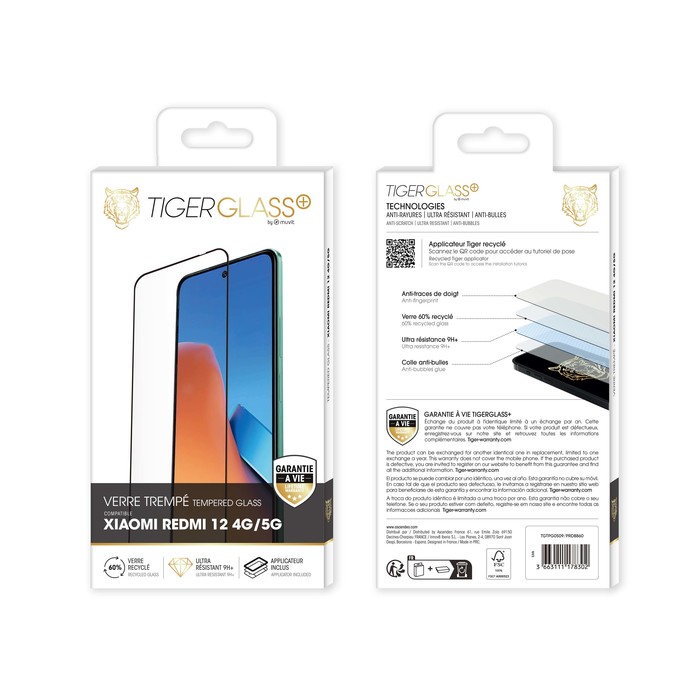 TIGER GLASS PLUS VERRE TREMPE RECYCLE XIAOMI REDMI 12 4G/5G