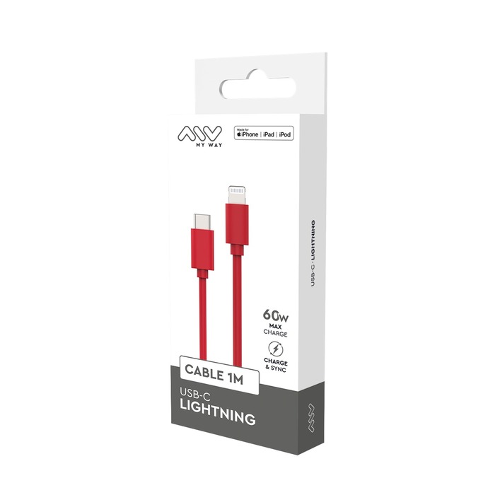 CABLE USB-C LIGHTNING 1M ROUGE