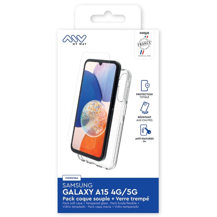 PACK COQUE SOUPLE + VERRE TREMPE SAMSUNG GALAXY A15 4G/5G