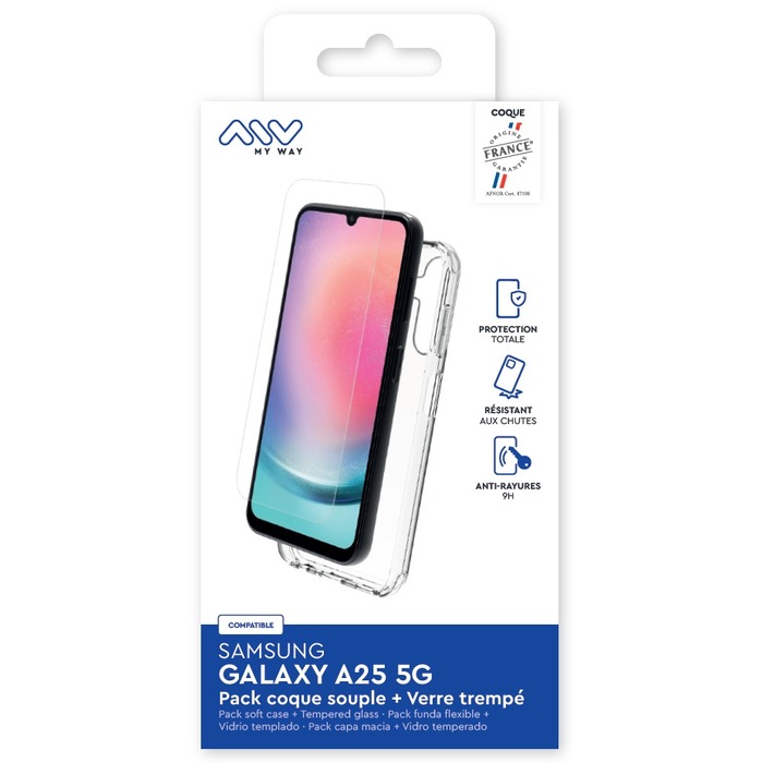 CONFEZIONE GUSCIO MORBIDO + VETRO TEMPERATO SAMSUNG GALAXY A25 5G