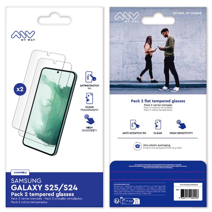 PACK 2 VERRES TREMPES SAMSUNG GALAXY S25/S24