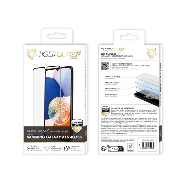 TIGER GLASS PLUS VERRE TREMPE RECYCLE SAMSUNG GALAXY A15 4G/5G