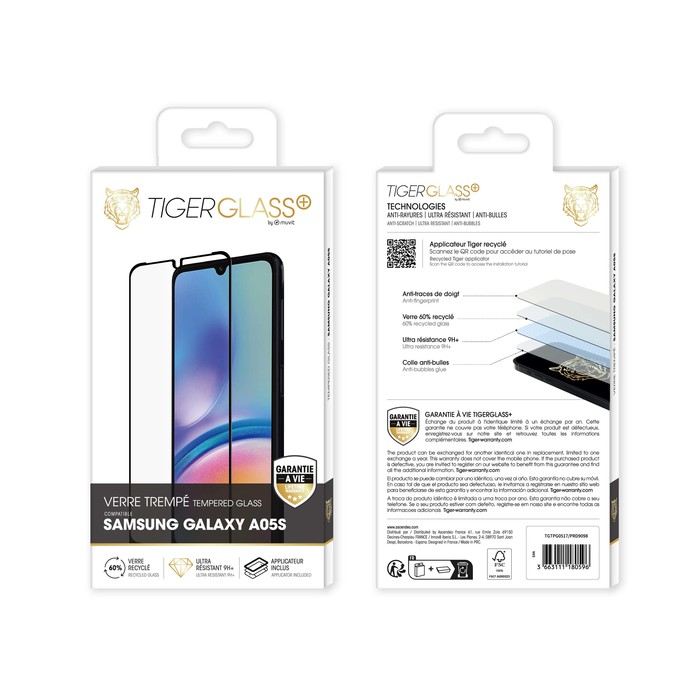 TIGER GLASS PLUS VERRE TREMPE RECYCLE SAMSUNG GALAXY A05S