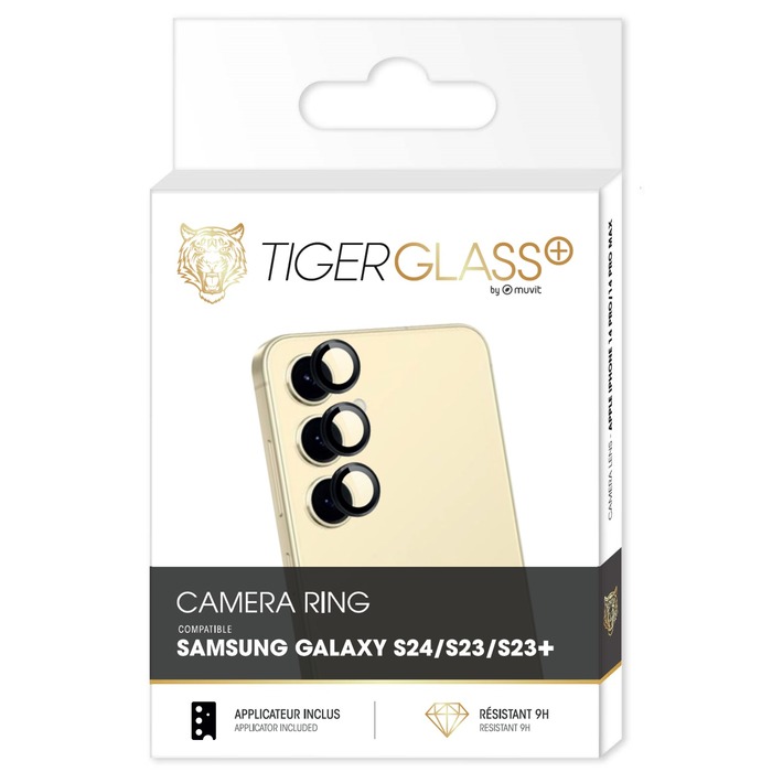 TIGER GLASS PLUS CAMERA RING NOIR SAMSUNG GALAXY S24/S23/S23+