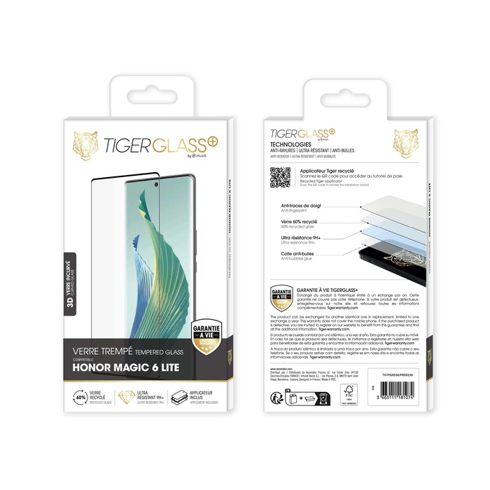 TIGER GLASS PLUS RECYCLED 3D TEMPERED GLASS HONOR MAGIC 6 LITE