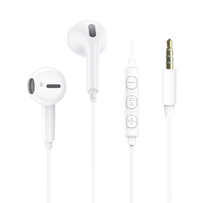 ECOUTEURS JACK 3.5MM PLASTIQUE RECYCLE BLANC