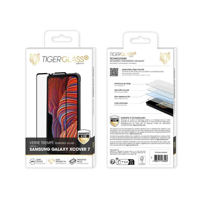 TIGER GLASS PLUS VERRE TREMPE RECYCLE SAMSUNG GALAXY XCOVER 7