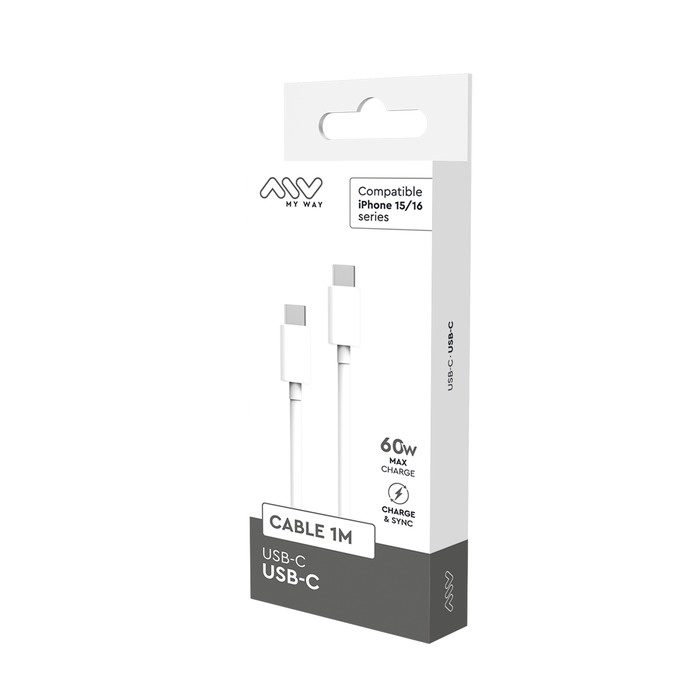 CABLE USB-C USB-C 1M BLANC APPLE IPHONE 15/16