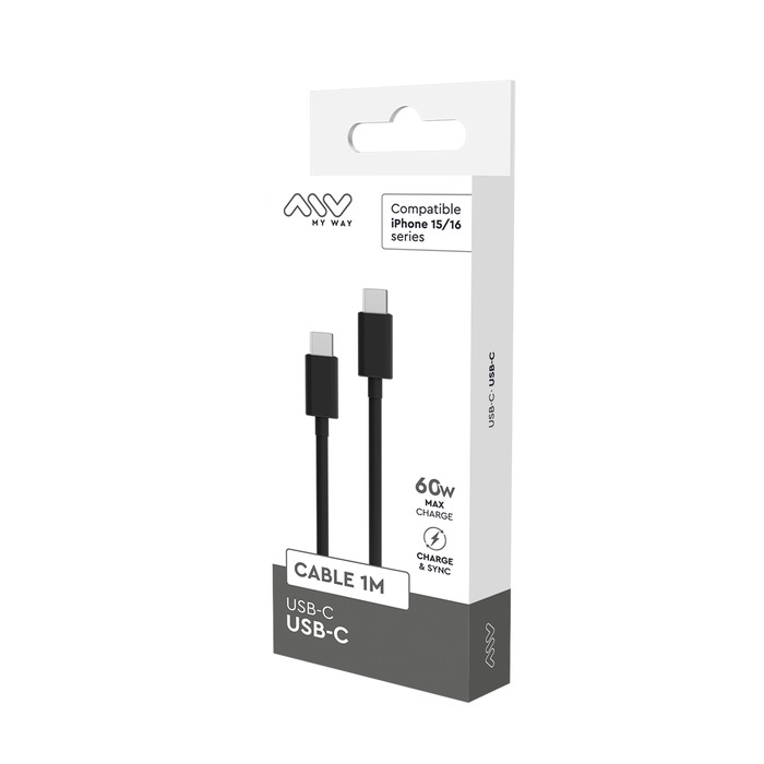 CABLE USB-C USB-C 1M NOIR APPLE IPHONE 15/16