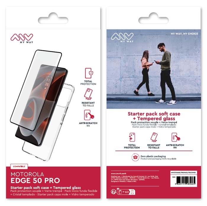 STARTER PACK SOFT SHELL + CRISTAL TEMPLADO 3D MOTOROLA EDGE 50 PRO