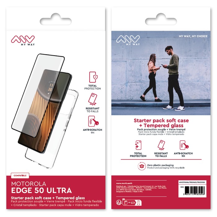 STARTER PACK COQUE SOUPLE + VT 3D MOTOROLA EDGE 50 ULTRA