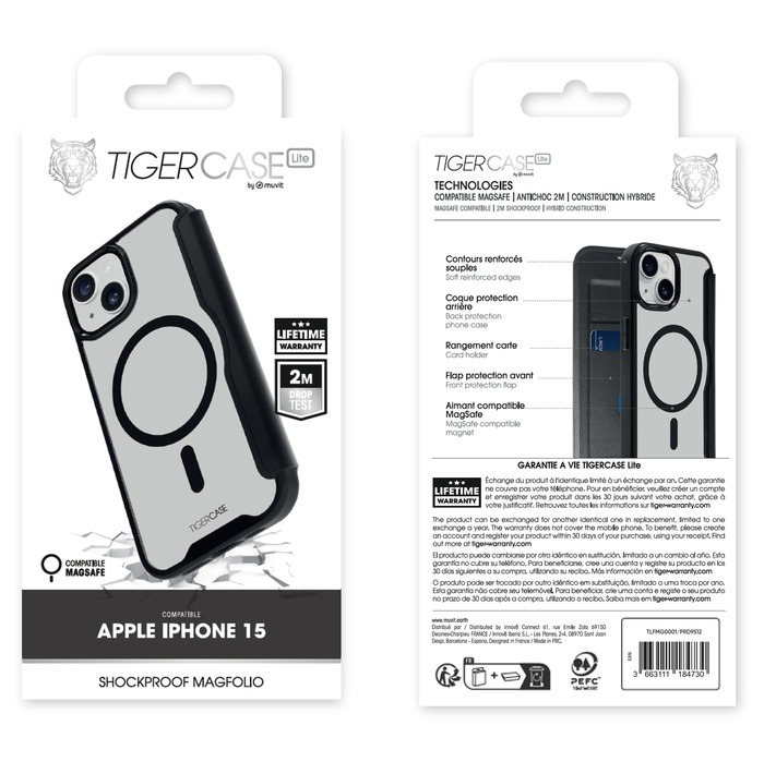 TIGER CASE LITE FOLIO MAGSAFE 2M IPHONE 15