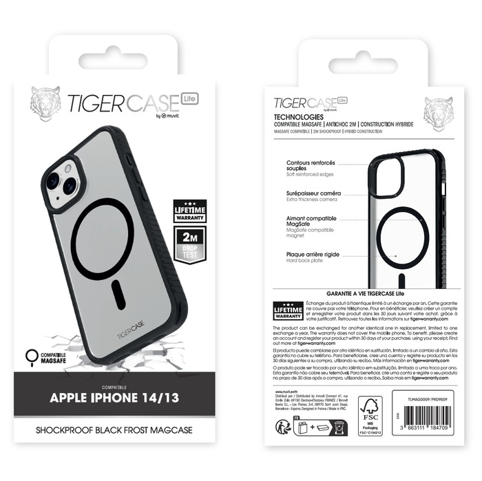 TIGER CASE LITE COQUE BORD NOIR MAGSAFE 2M IPHONE 14