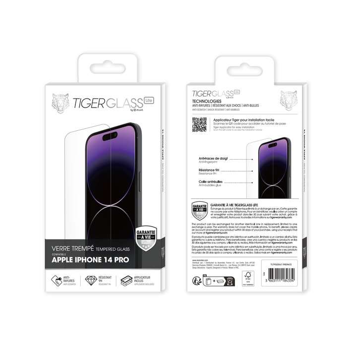 TIGER GLASS LITE TEMPERED GLASS IPHONE 14 PRO LIFETIME WARRANTY