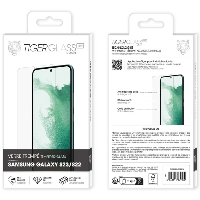 TIGER GLASS LITE CRISTAL TEMPLADO GARANTÍA DE POR VIDA SAMSUNG GALAXY S23/S22