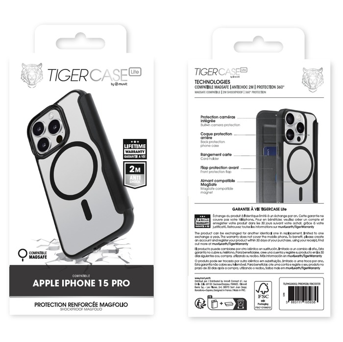 TIGER CASE LITE FOLIO MAGSAFE 2M IPHONE 15 PRO