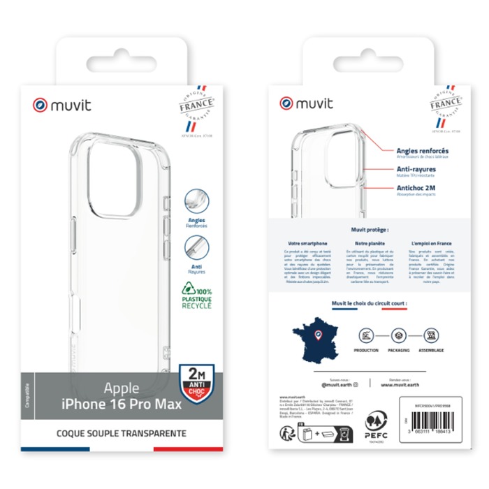 COQUE TRANSPARENTE 2M RECYCLEE IPHONE 16 PRO MAX