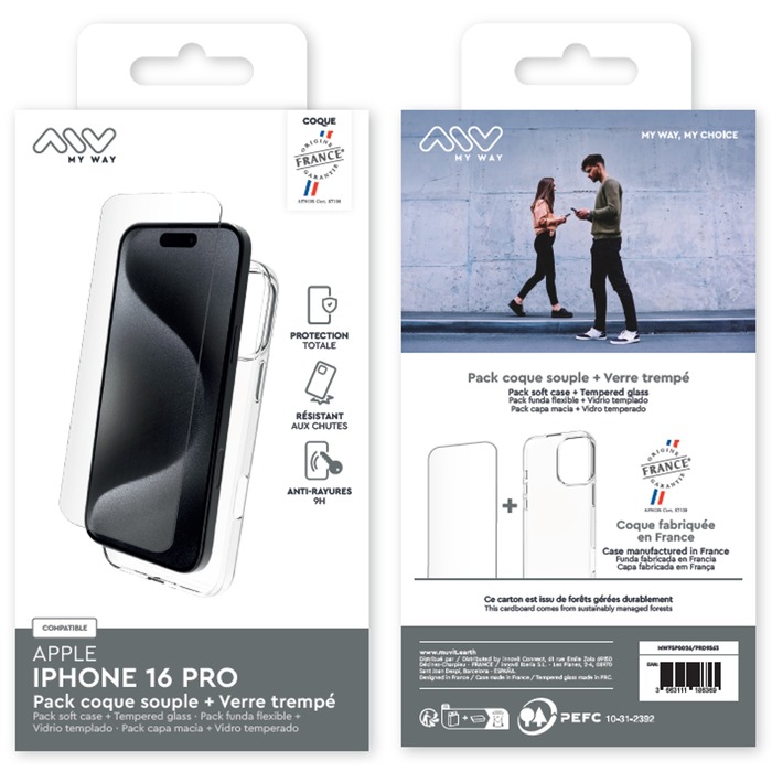 PACK COQUE SOUPLE + VERRE TREMPE IPHONE 16 PRO