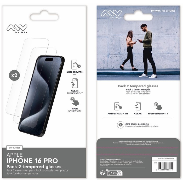 PACK 2 VERRES TREMPES IPHONE 16 PRO